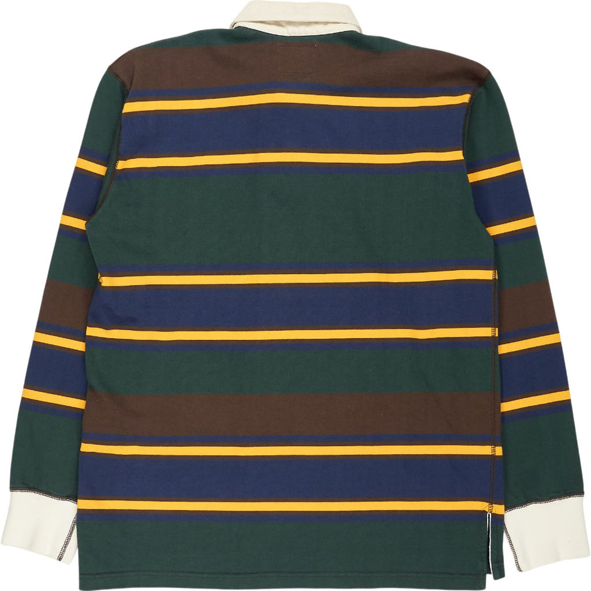 Drake's Green Striped Rugby Shirt M