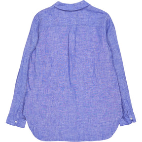 NRBY Blue Linen Pink Collar Blouse