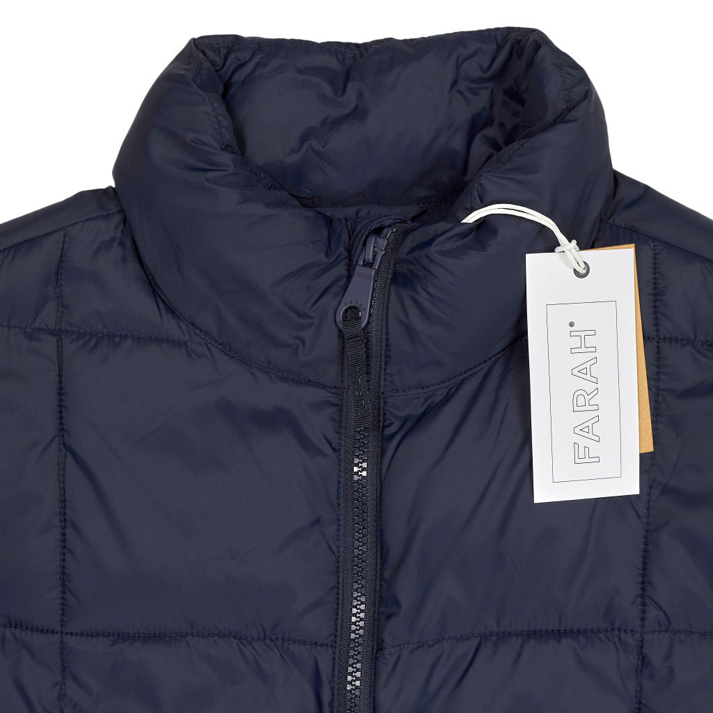 Farah Navy Gene Square Wadded Parka Coat