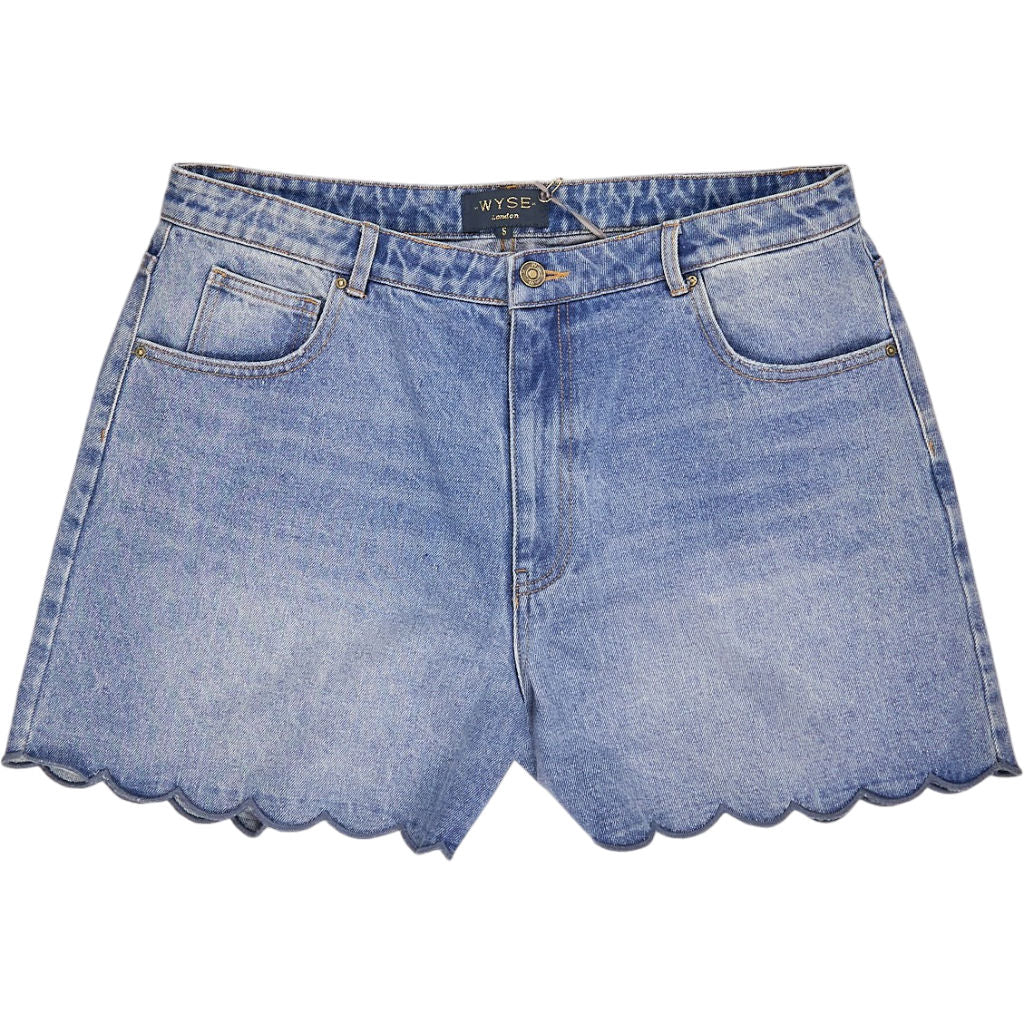 Wyse Blue Ruby Scallop Shorts