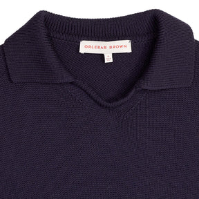 Orlebar Brown Navy Merino Wool Polo Sweater