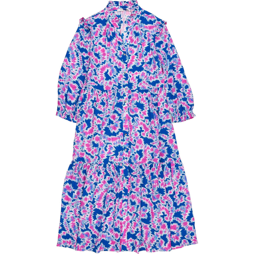 NRBY Blue Pink Patterned Midi Dress