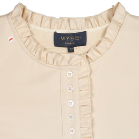 Wyse Cream Frill Neck Top