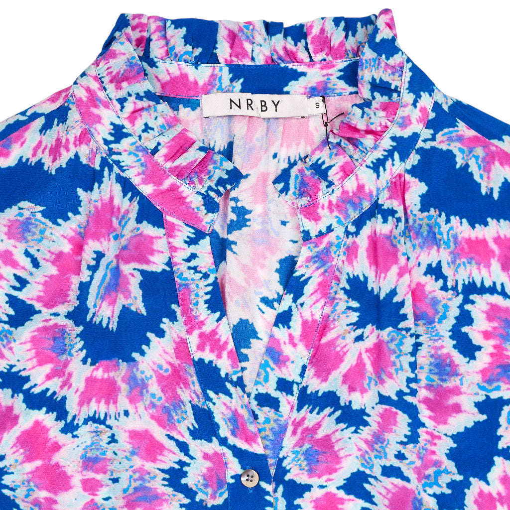 NRBY Blue Pink Patterned Midi Dress