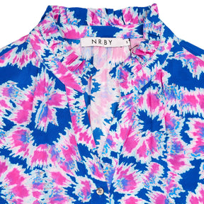 NRBY Blue Pink Patterned Midi Dress