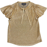 WYSE Gold Metallic Flutter Sleeve Top