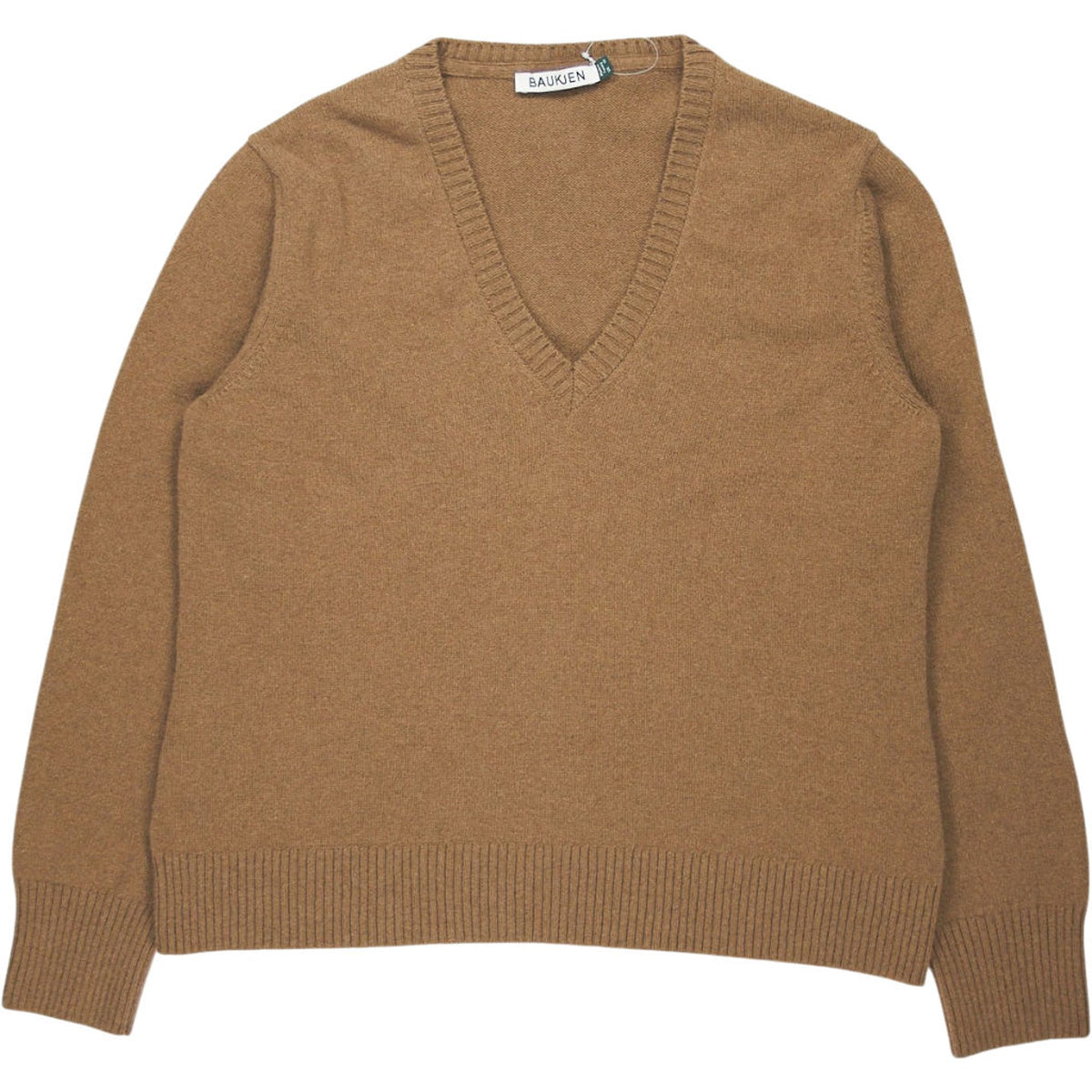 Baukjen Camel V-Neck Emmeline Wool Jumper