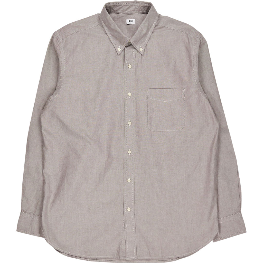 Uniqlo Grey Oxford Regular Fit Shirt