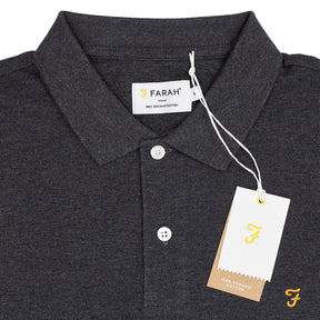 Farah Washed Black Marl Cunningham Polo Shirt