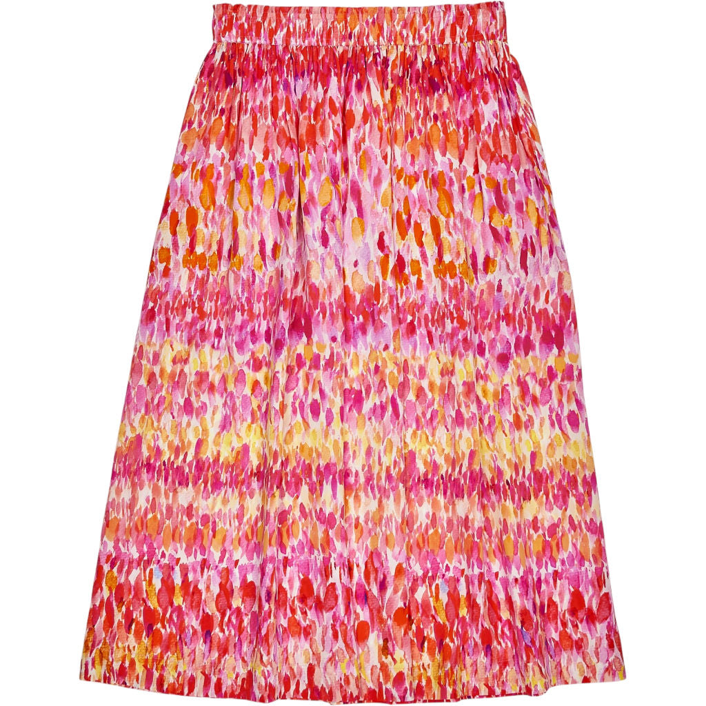 NRBY Pink Brush Print Silk Skirt