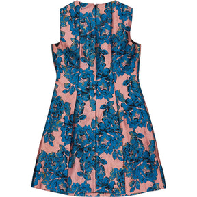 Monsoon Pink Blue Jacquard Floral Occasion Dress