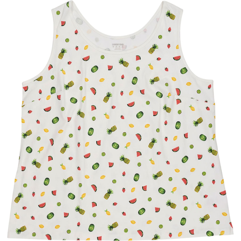 Lands' End White Fruit Print Tank Top
