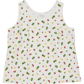 Lands' End White Fruit Print Tank Top