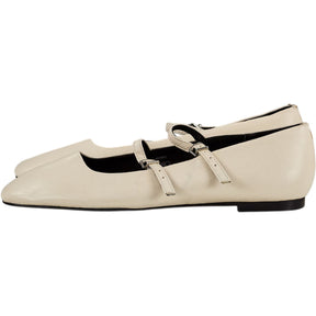 Pull & Bear Cream Double Strap Flats