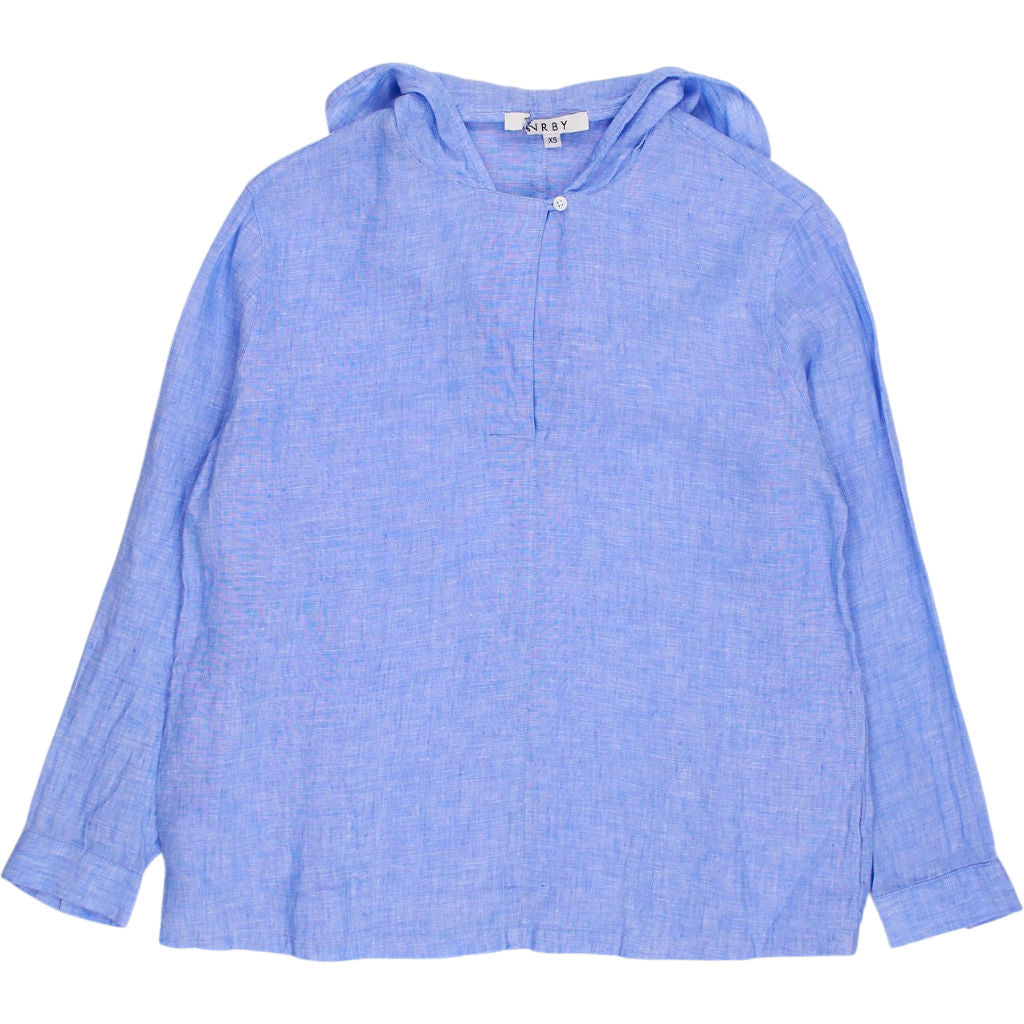 NRBY Blue Hooded Linen Top
