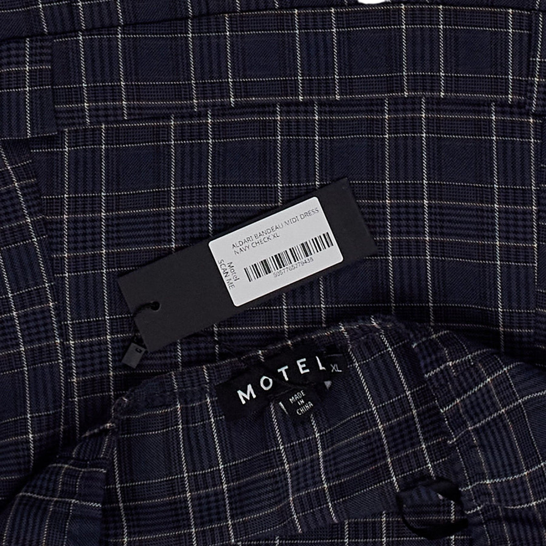 Motel Navy Check Aldri Bandeau Midi Dress