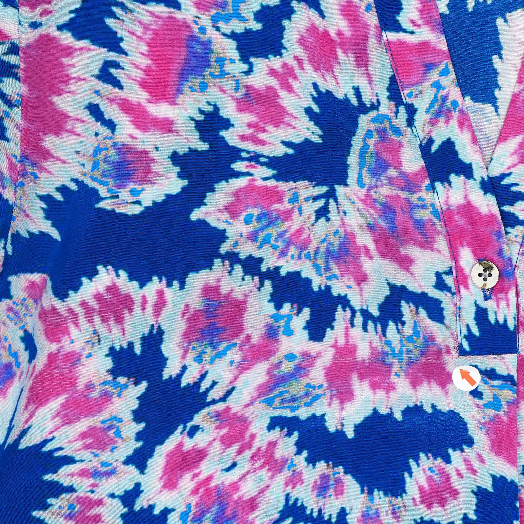 NRBY Blue Pink Printed Silk Blouse