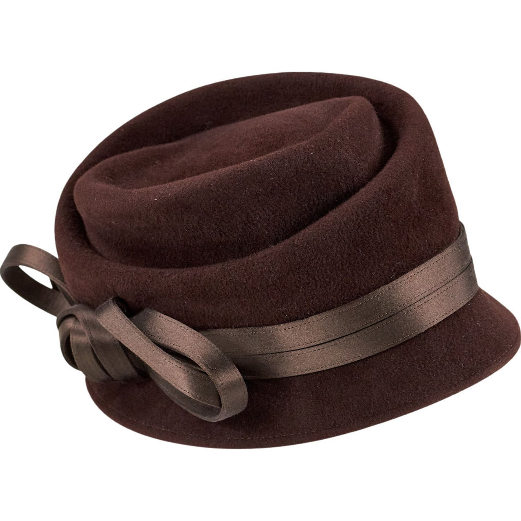 Philip Treacy Brown Velour Hat O/S