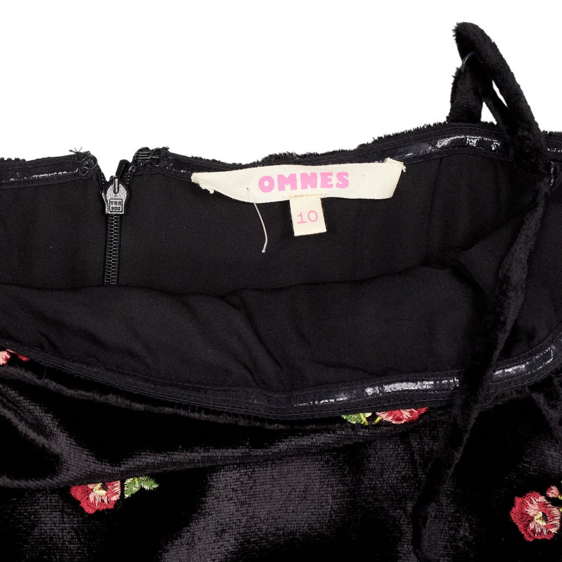 OMNES Black Embroidered Slip Dress