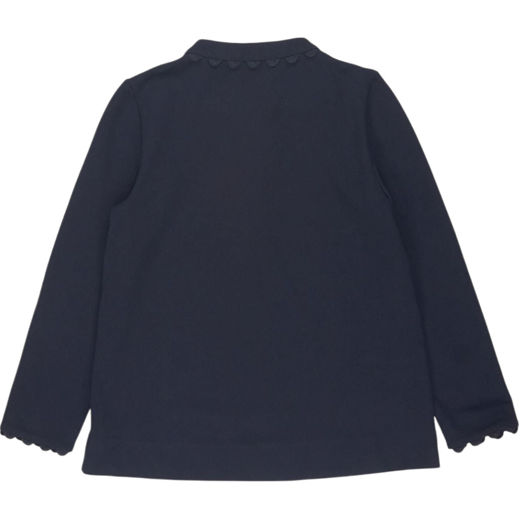 Wyse Navy Scalloped Buttoned Shirt