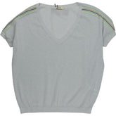 Hush Silver Metallic Rainbow Stitch Top