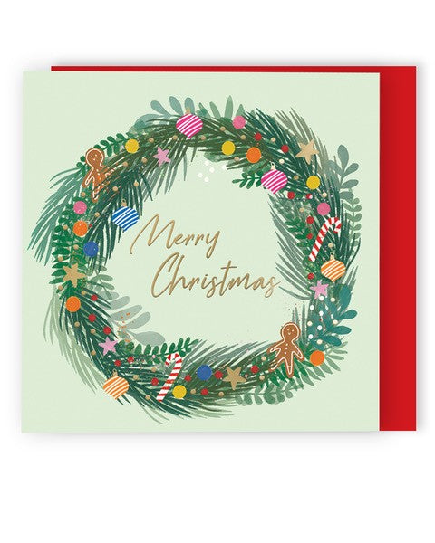 Modern Candy Cane Wreath Cards- pack of 8