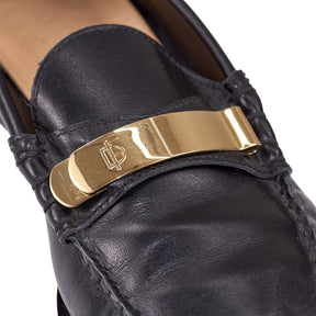 Dear Frances Black Loafers Gold Detail