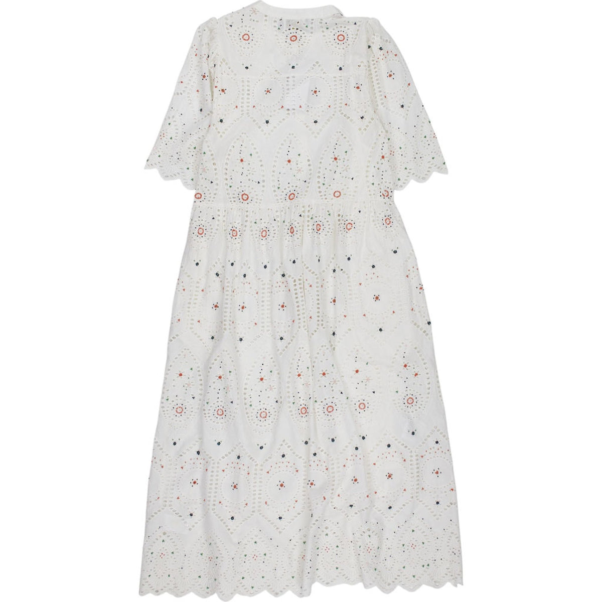 WYSE  White Embroidered Midi Dress