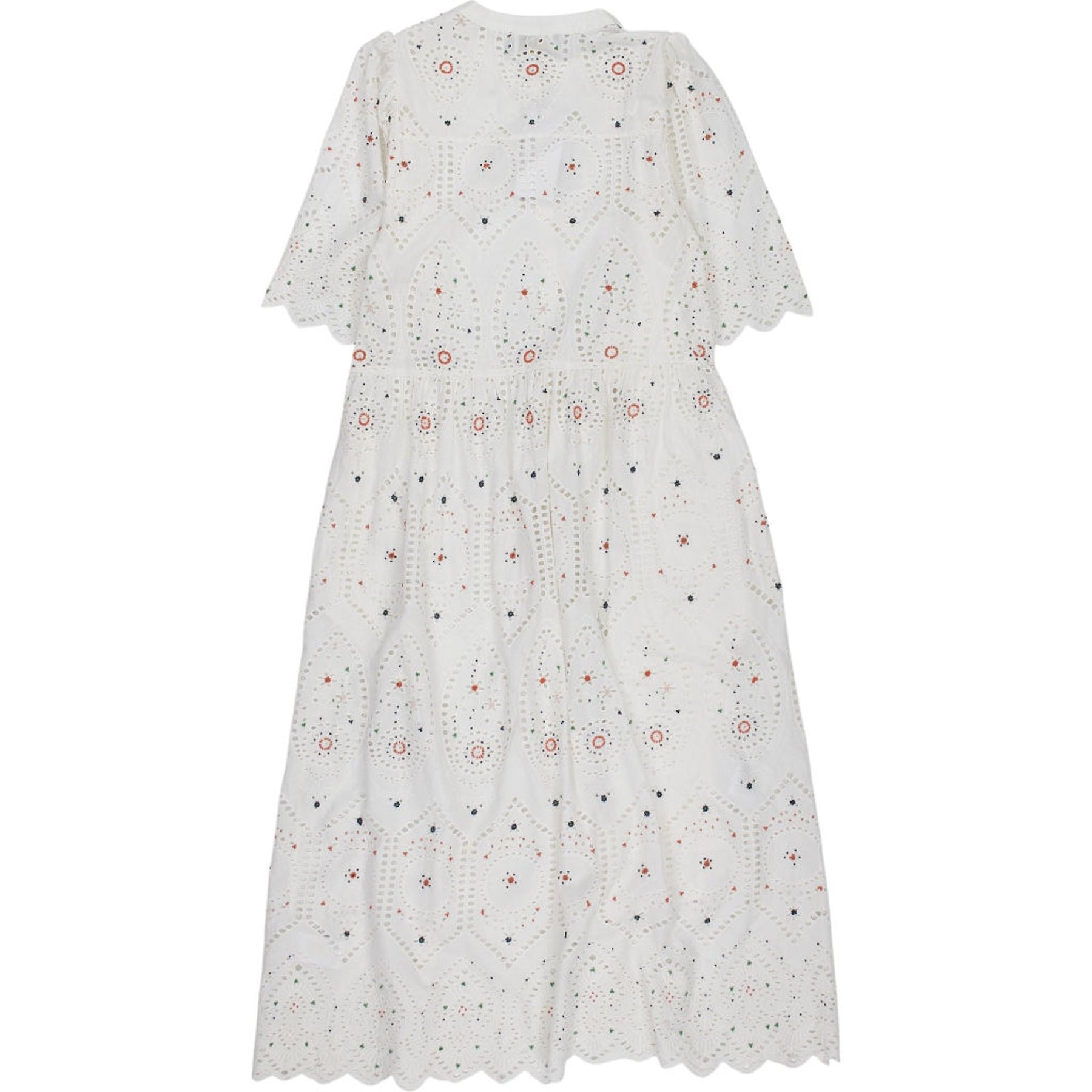 WYSE  White Embroidered Midi Dress