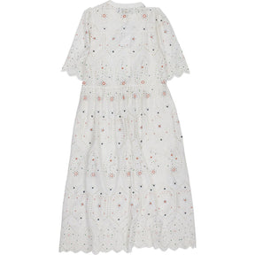 WYSE  White Embroidered Midi Dress