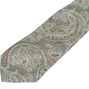 Moss Tessitura Bottinelli Green Paisley Silk Tie