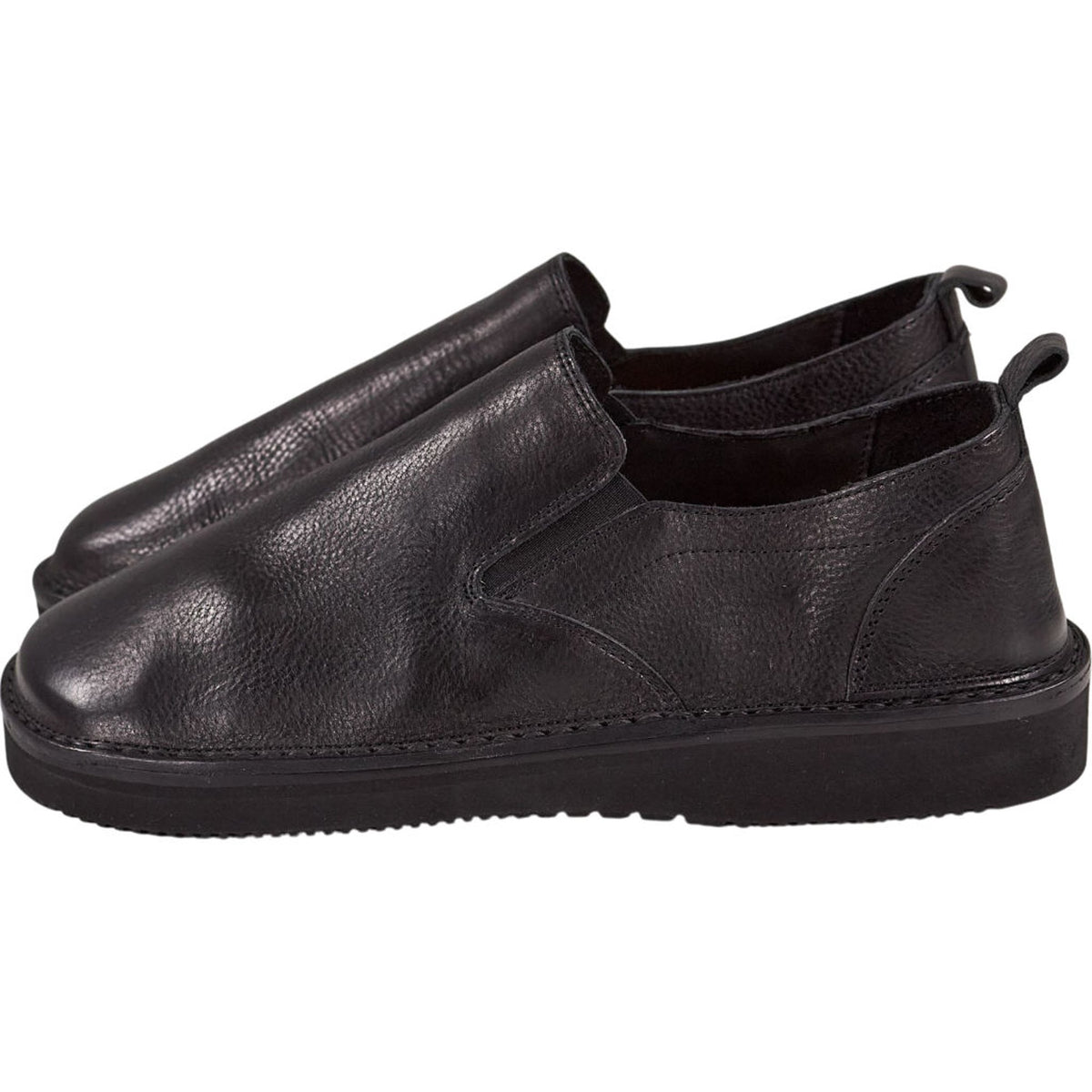 Fracap Black Leather Slip-On Shoes