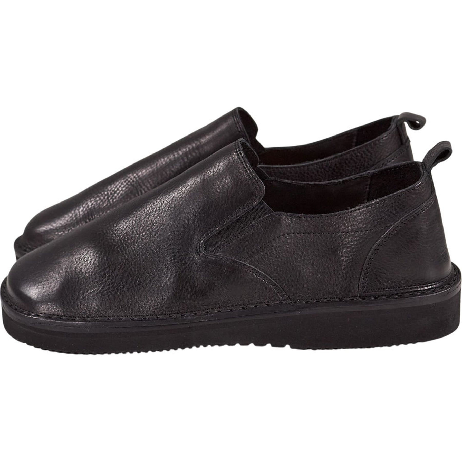 Fracap Black Leather Slip-On Shoes