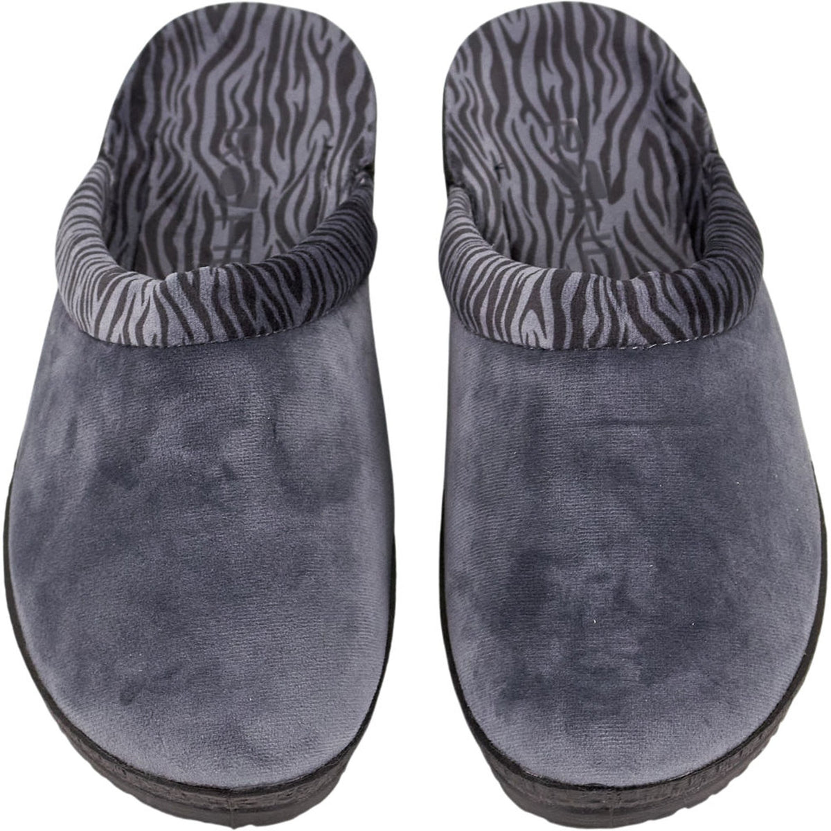 Rohde Grey Zebra Print Slippers