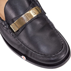 Dear Frances Black Loafers Gold Detail