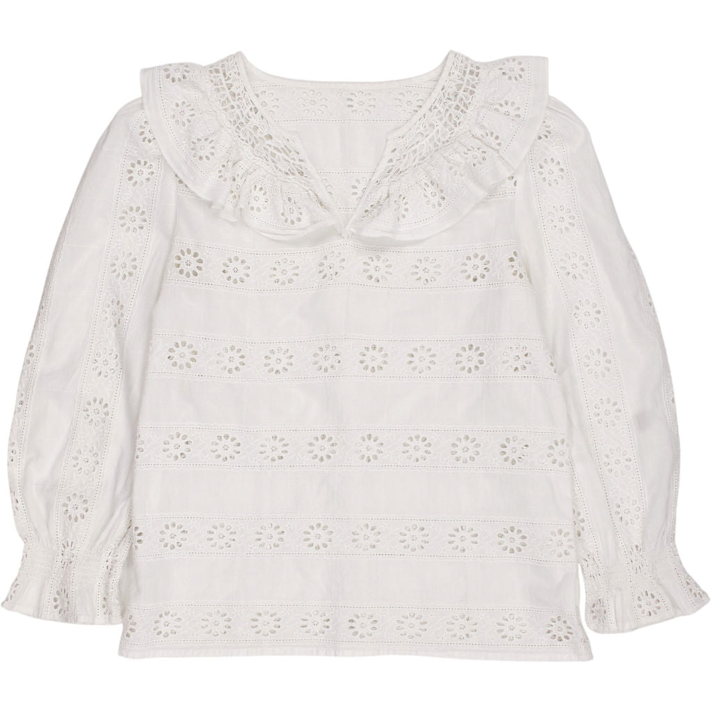 WYSE White Broderie Anglaise Top