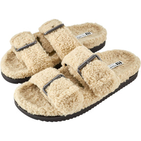 Pull & Bear Beige Faux Fur Sandals EU 40