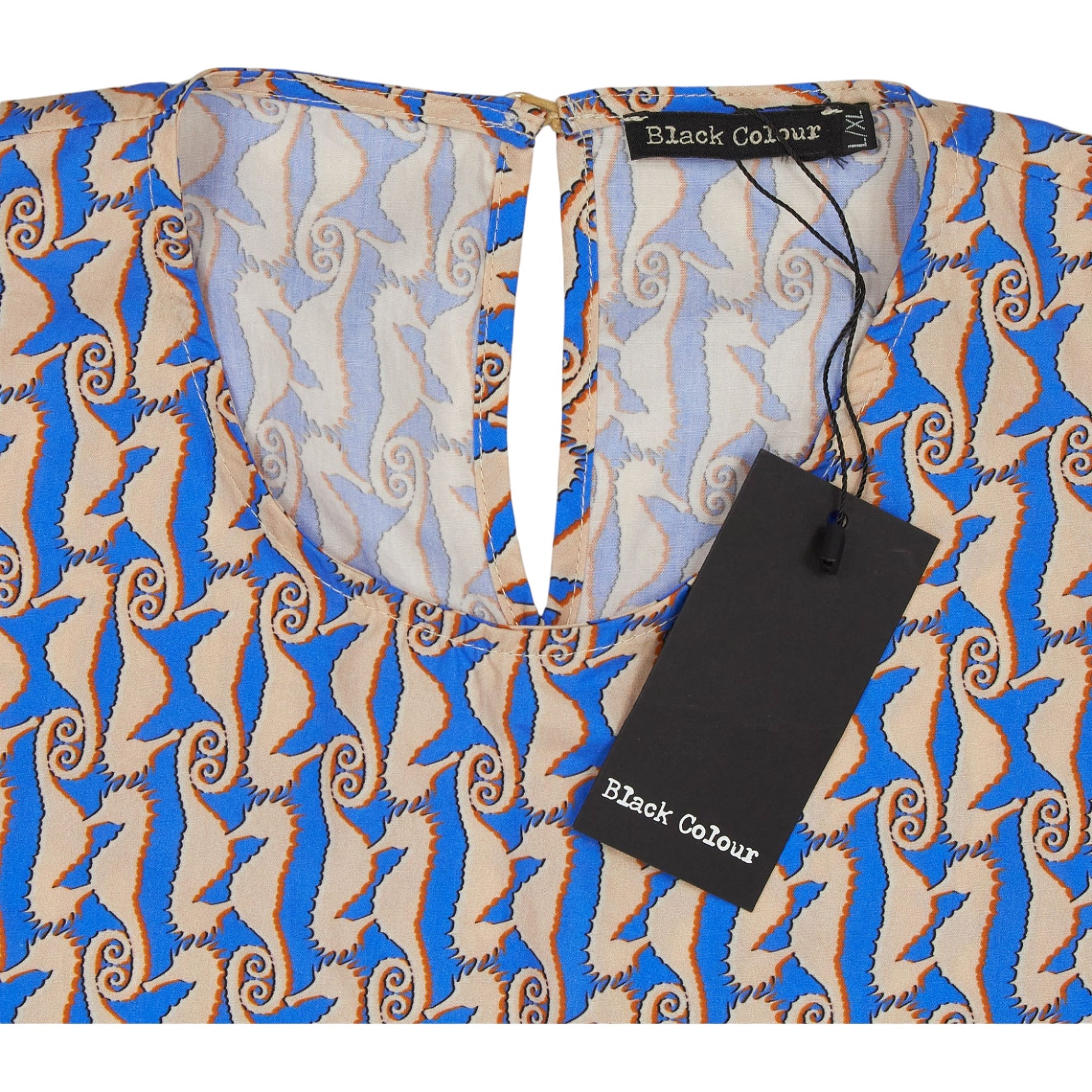 Black Colour Blue Patterned Blouse