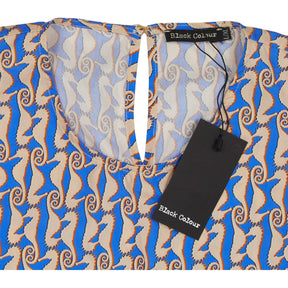 Black Colour Blue Patterned Blouse