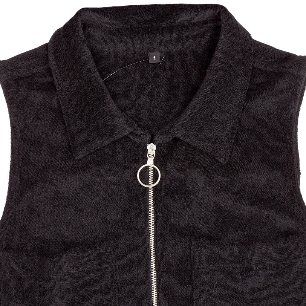 WYSE Black Towelling Jumpsuit