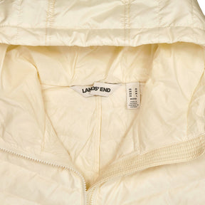 Lands' End Cream Quilted Hooded Jacket