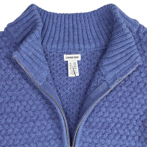 Lands' End Blue Textured Knit 1/4 Zip Jumper