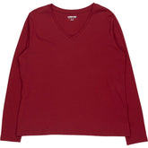 Lands' End Red V-Neck Long Sleeve Top