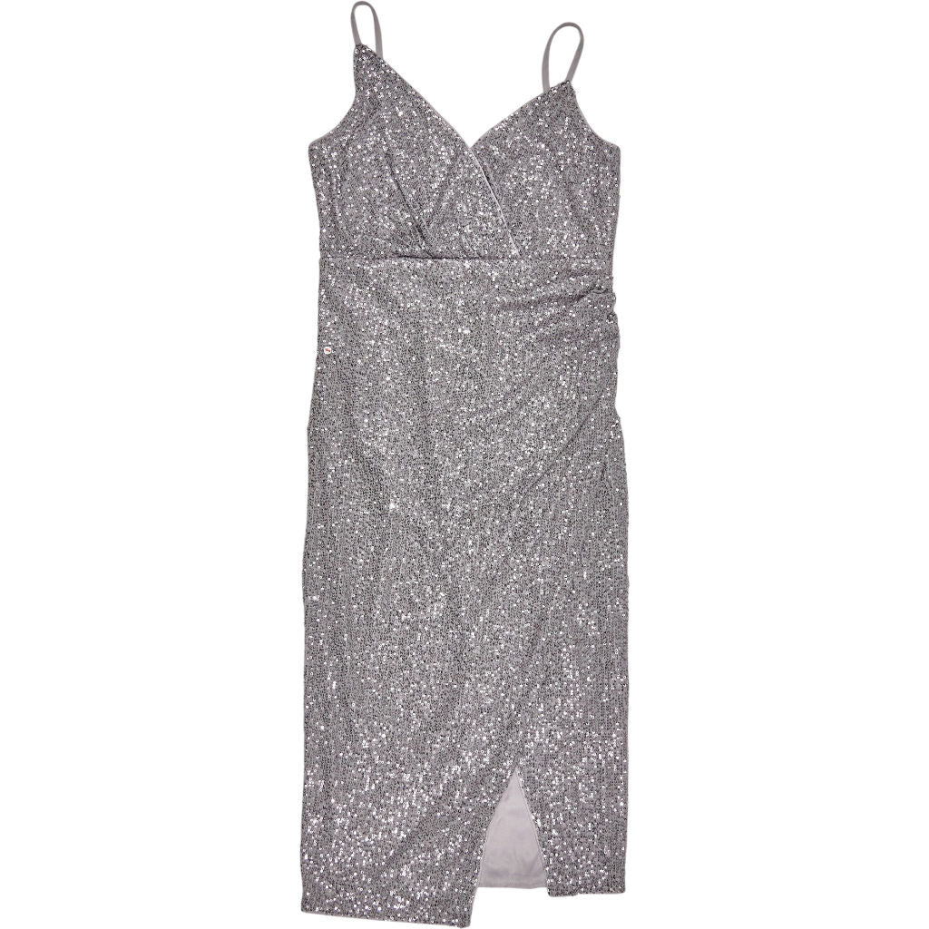 Little Mistress Silver Sequin Party Dress