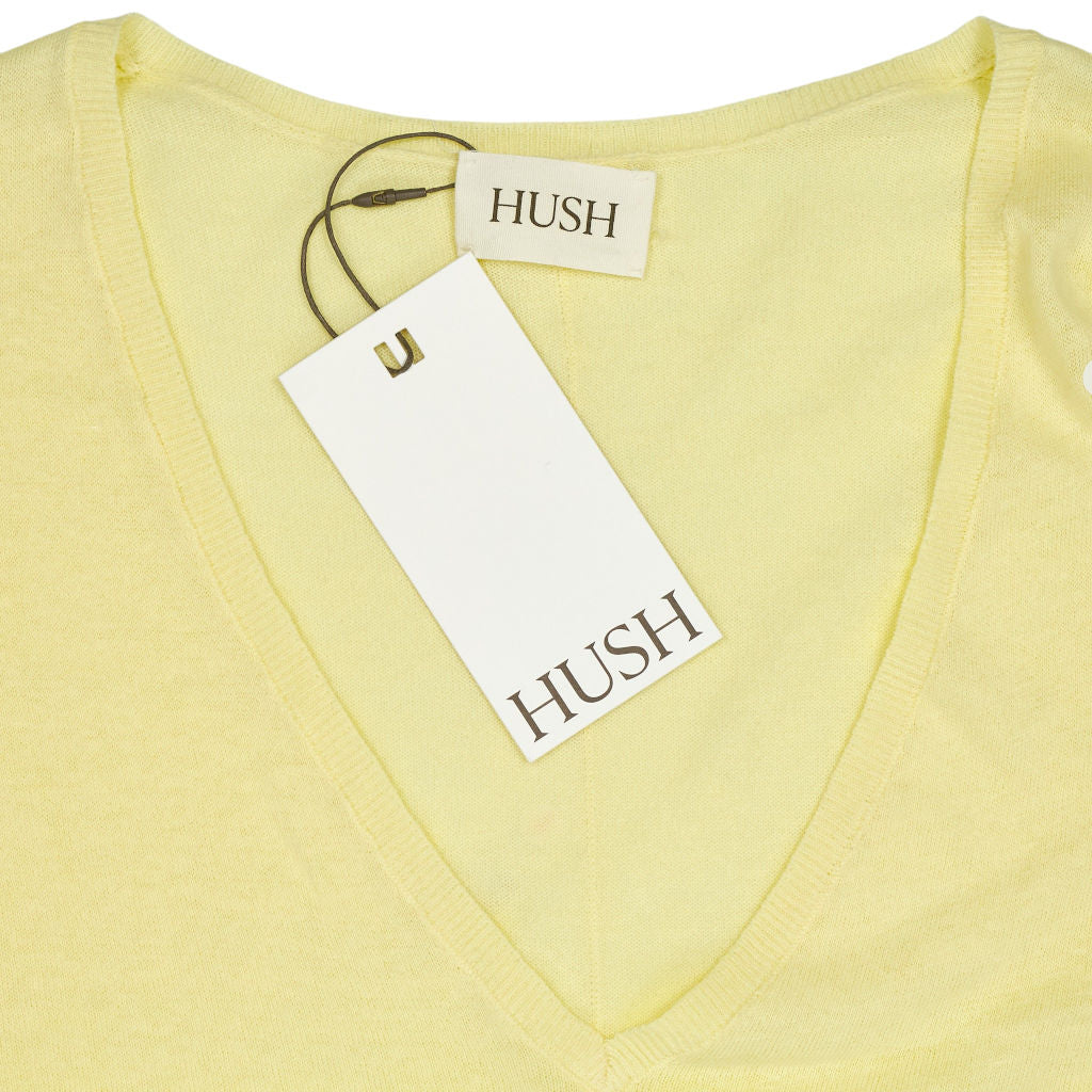 Hush Pale Yellow Emmerline Linen Blend Knitted Top