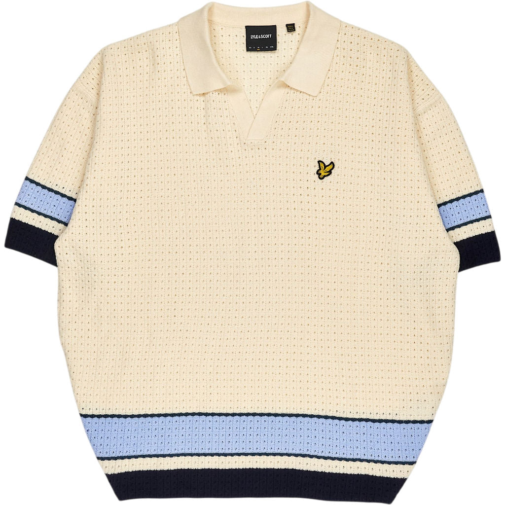 Lyle & Scott Cream Knit Polo Shirt