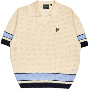 Lyle & Scott Cream Knit Polo Shirt