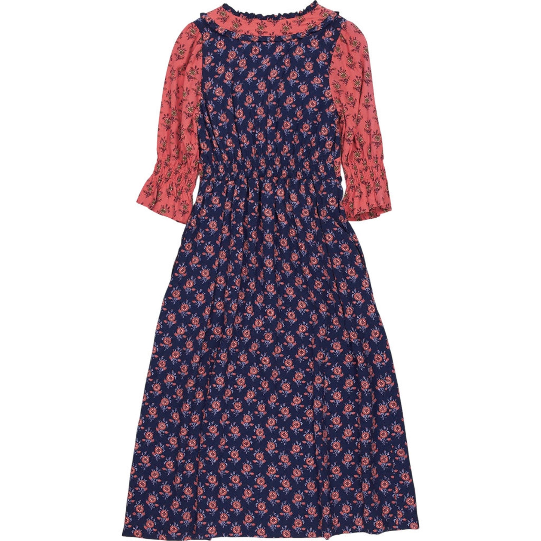 WYSE Ruffle Trim Floral Tea Dress