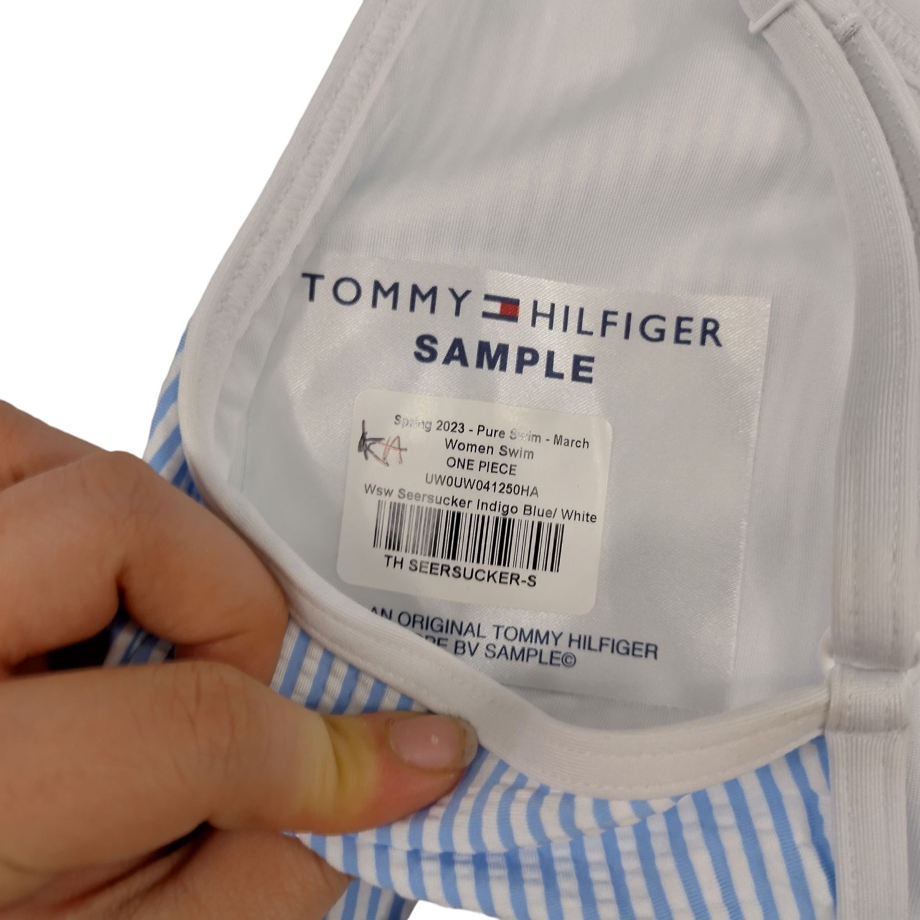 Tommy Hilfiger Blue Stripe Swimsuit with Logo Detail