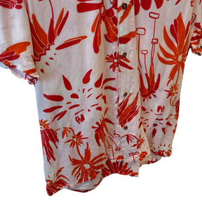 Diesel Red Orange Floral Cotton Shirt